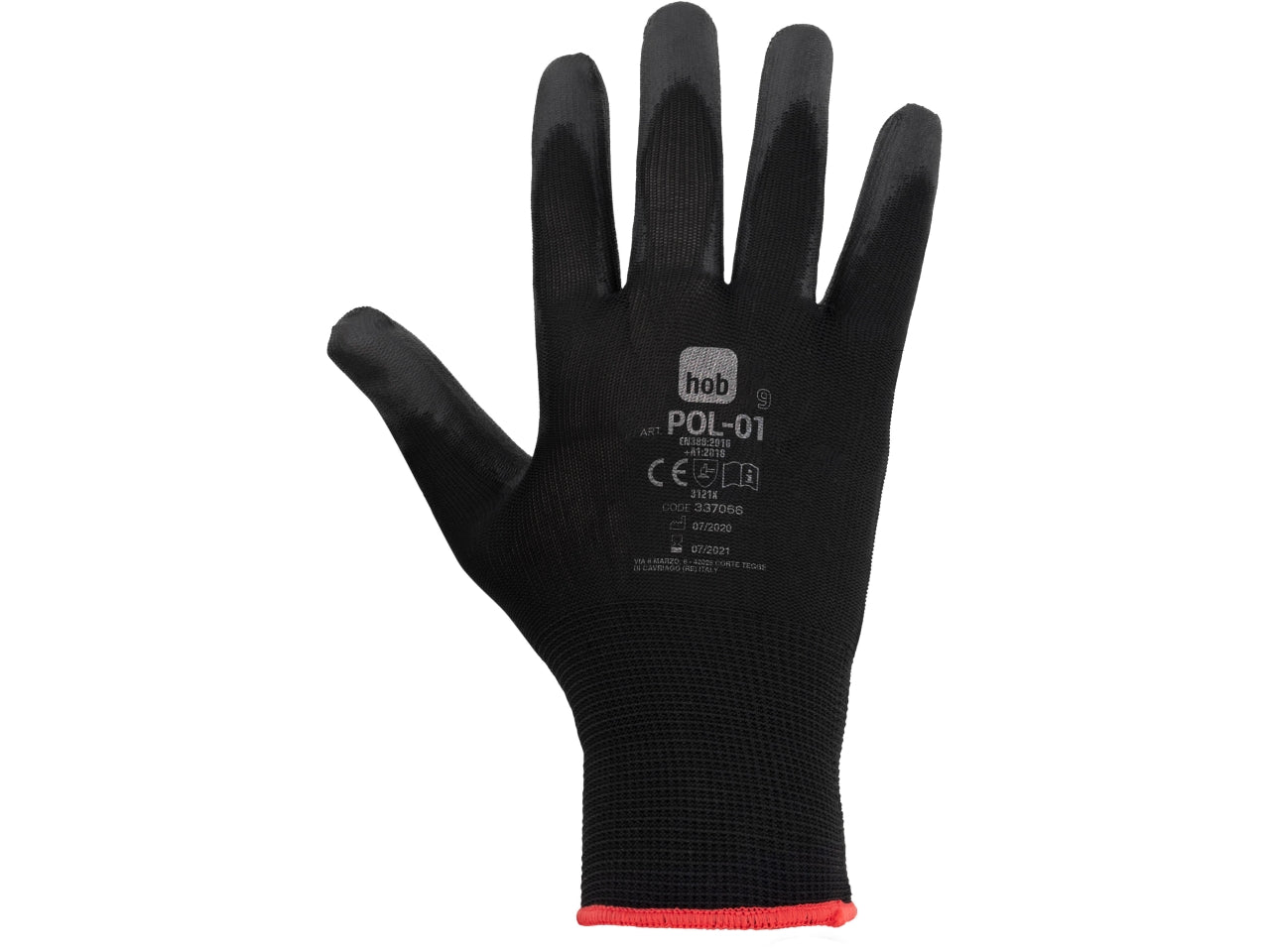 Guanti neri in poliestere taglia 9