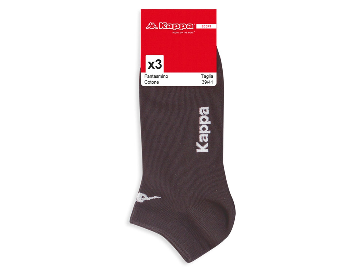 Calze fantasmino adulto Kappa in misto cotone nero, 3 paia taglia 39/41