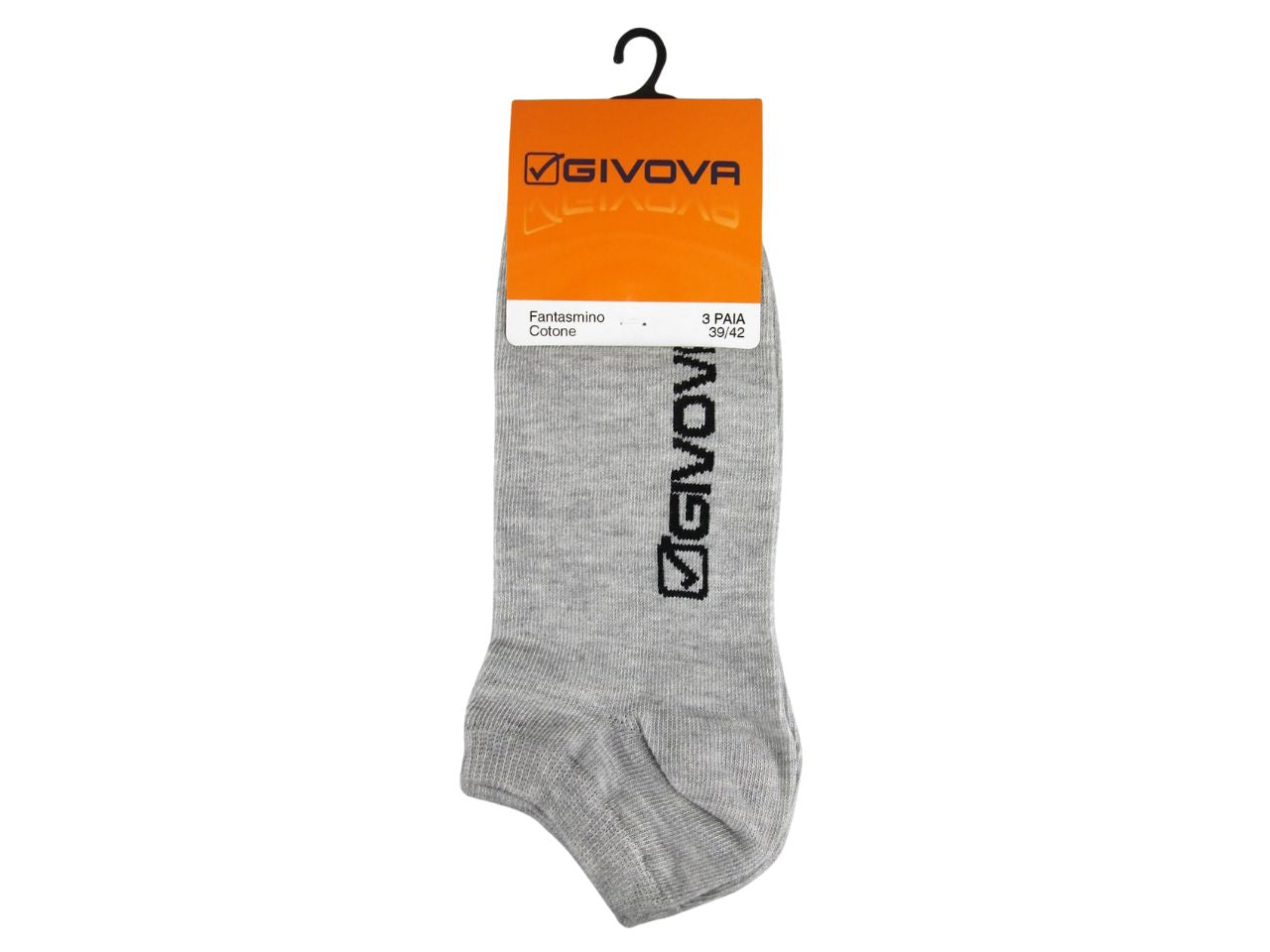 Calze fantasmino in cotone e poliestere grigio taglia 35/38, confezione da 3 - Givova