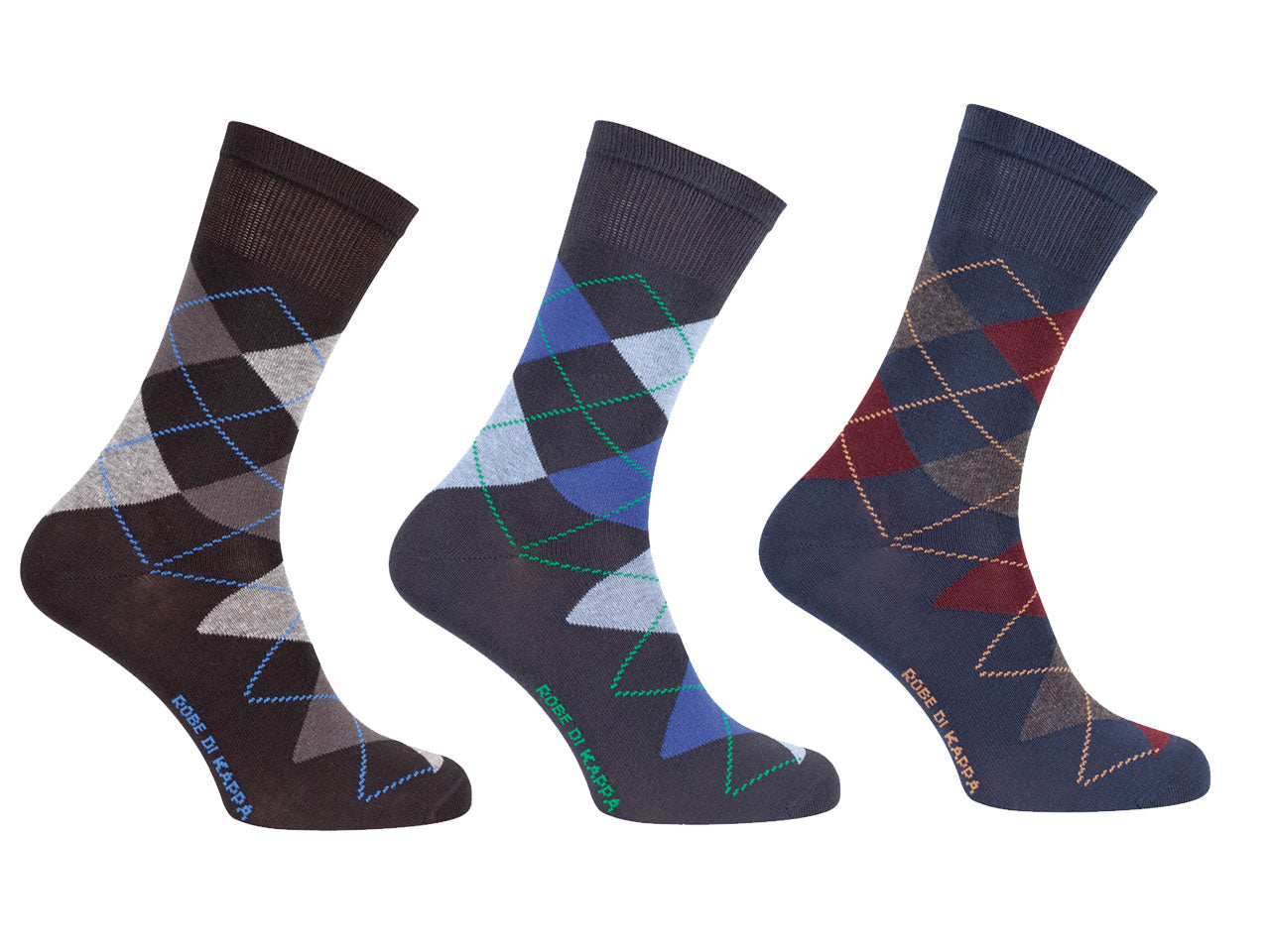 Calza corta da uomo maglia jersey in cotone rombi - pack da 1 paio - assortito 39/42