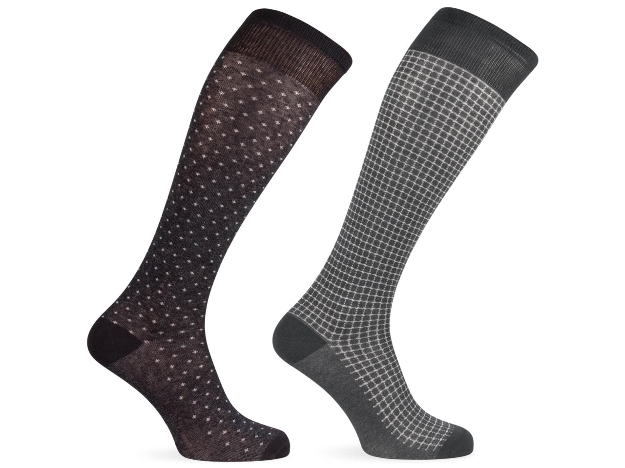 Calza lunga da uomo maglia jersey in cotone fantasia - pack da 2 paia - nero 43/46