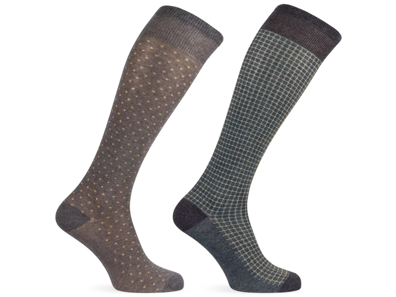 Calza lunga da uomo maglia jersey in cotone fantasia - pack da 2 paia - antracite mel. 43/46