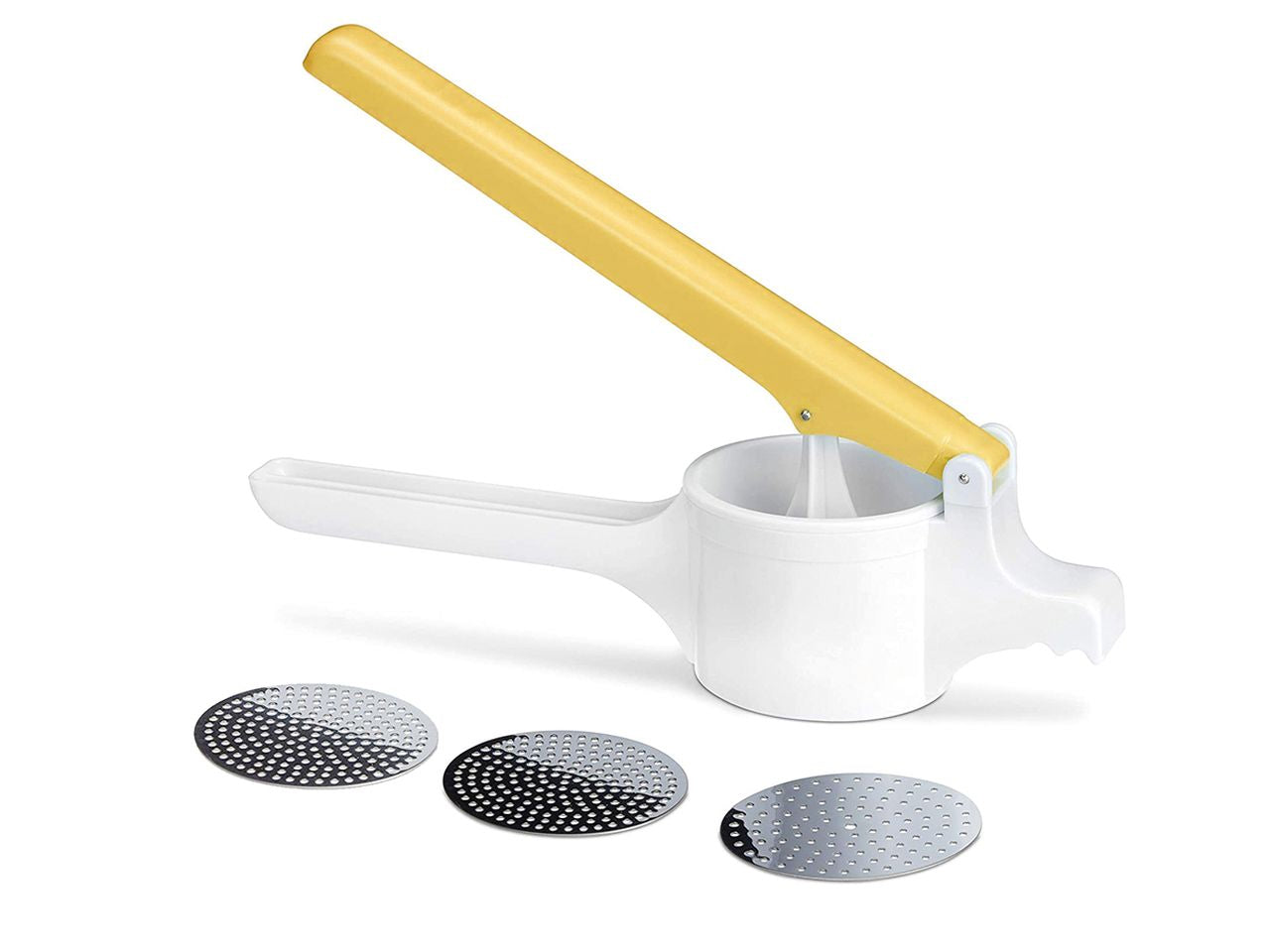 Schiacciapatate con passatelli in plastica con 3 dischi in acciaio inox