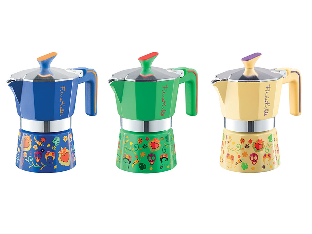 Caffettiera 3 tazze frida kahlo, colori assortiti