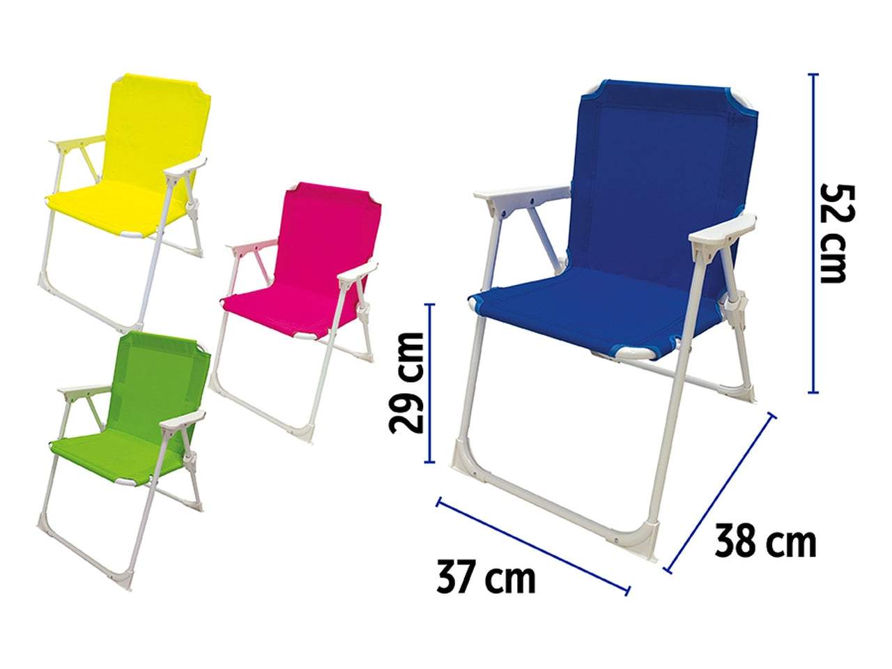 Sedia bimbo 37x25x26/52cm tubo d.13mm - tessuto poliestere in 4 assortimenti