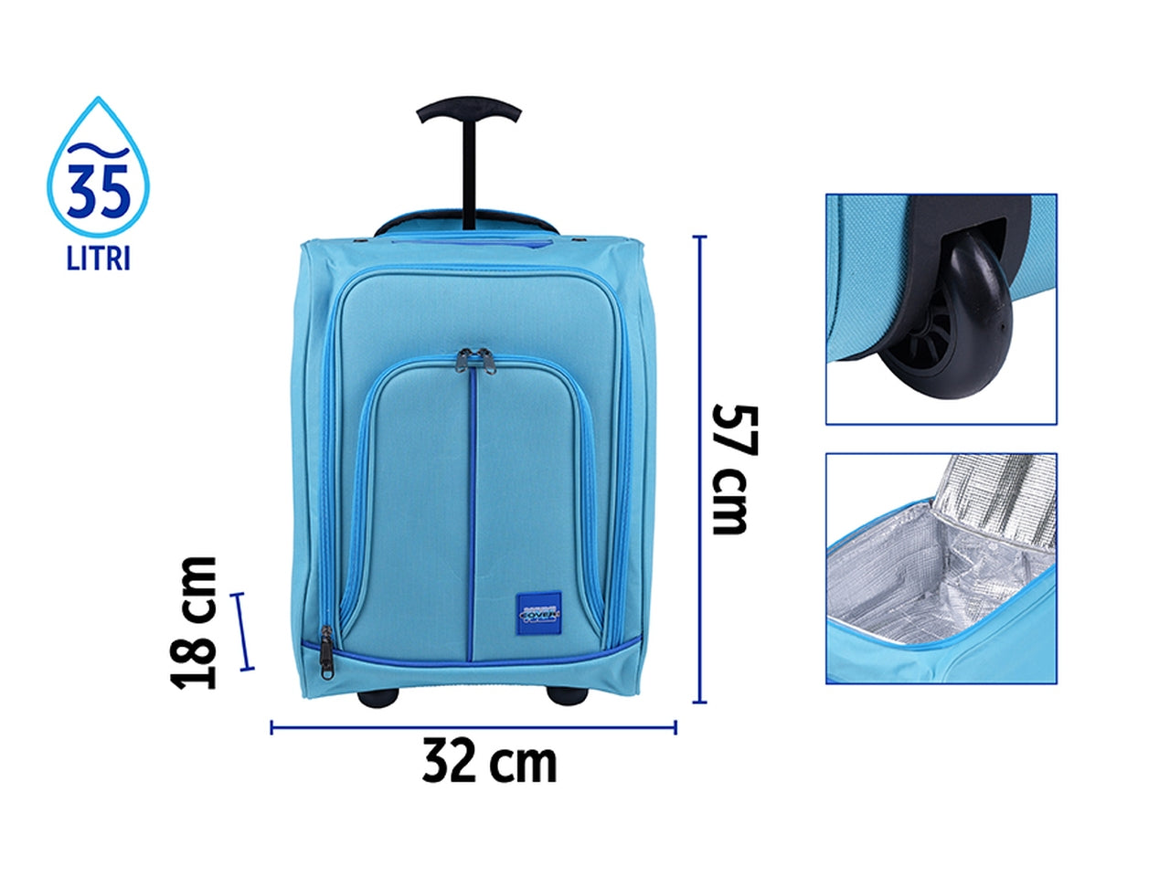 Trolley frigo 35x20x50cm azzurro coveri