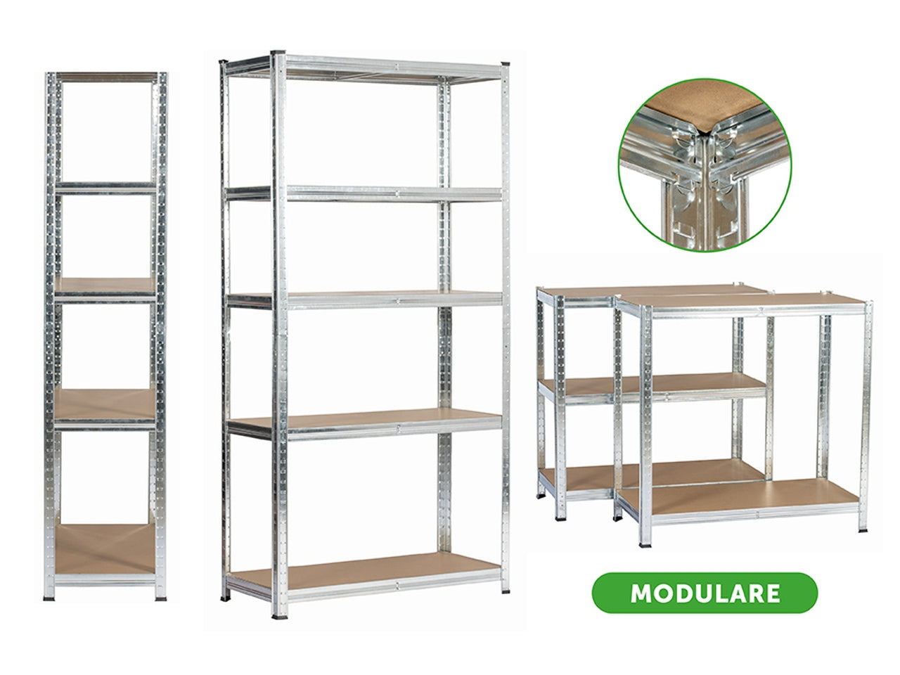 2 Scaffali in acciaio con 5 ripiani 180x90x40cm