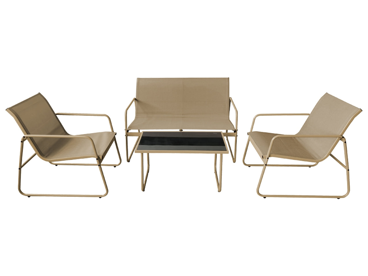 Divano 110x74cm + 2 poltrone 56,5x74cm 2x1 + tavolino 75x44cm beige