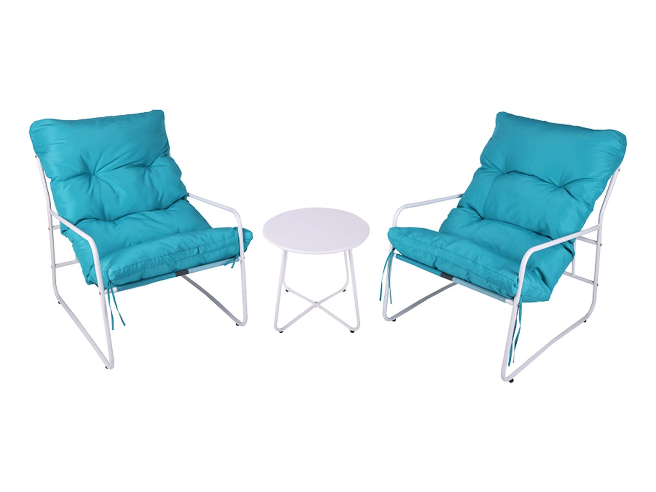 Set 2 poltrone + cuscino 65x83x86cm tavolino 40x50cm celeste