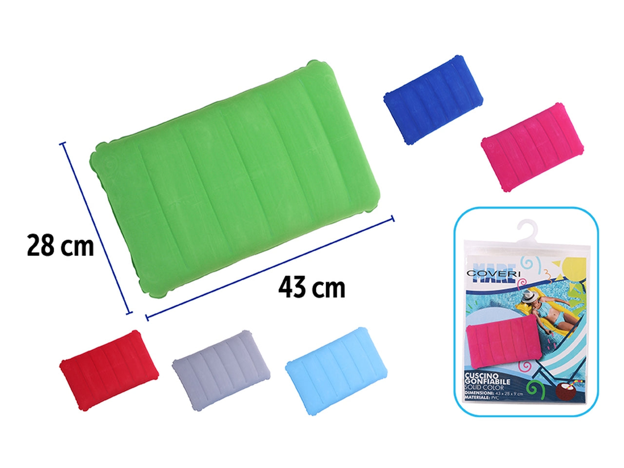 Cuscino floccato 43x28x9cm in 6 colori assortiti