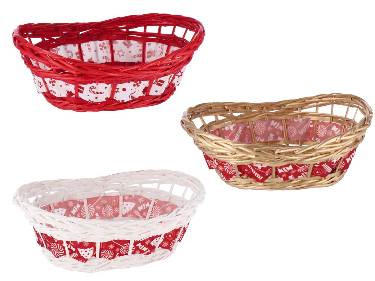 Cestino ovale natalizio cm49x35xh16 - disponibile in tre colorazioni