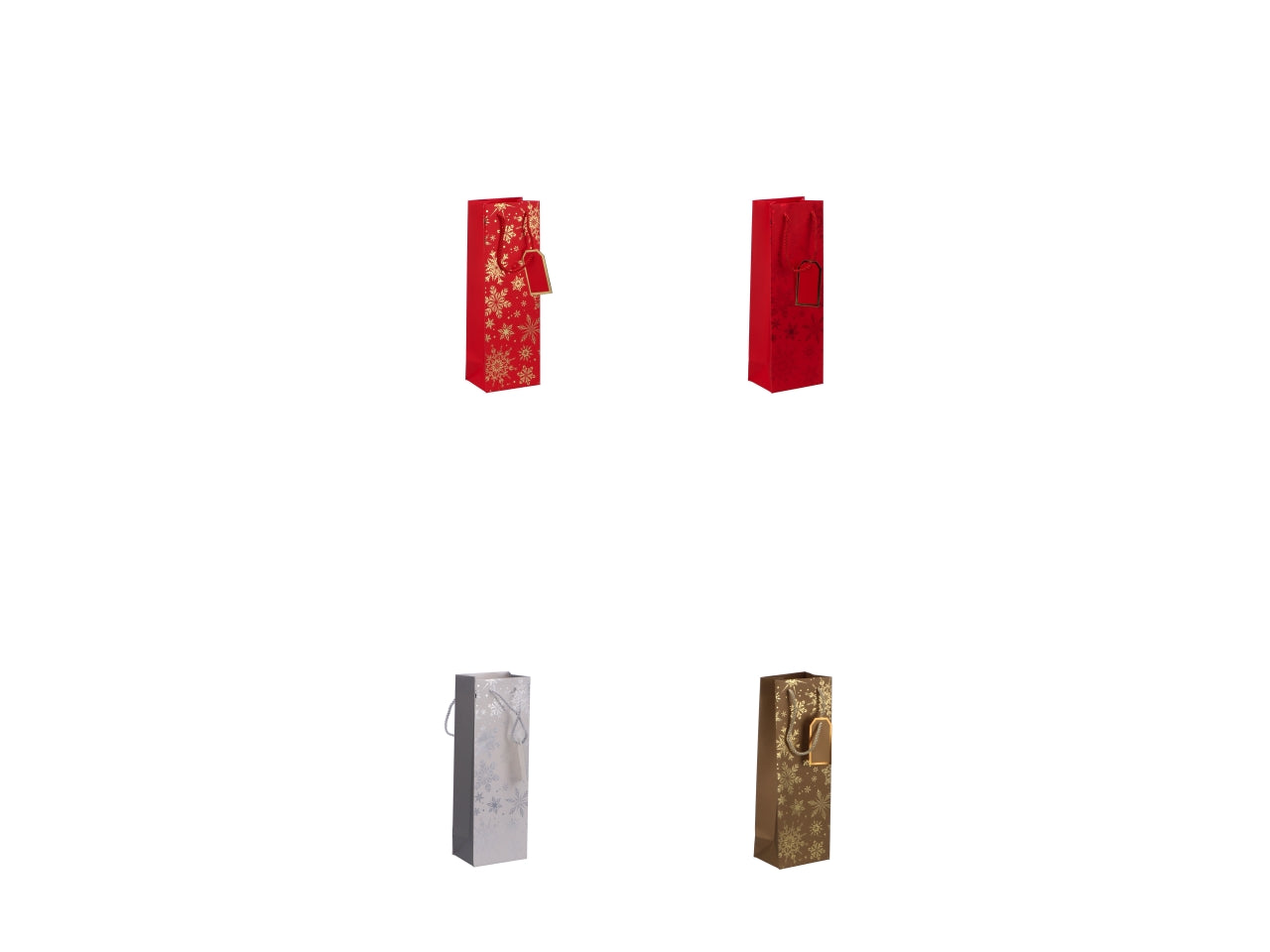Busta regalo natalizia fiocco di neve in carta disponibile in 4 colori assortiti 12x9xh36 cm - AD Trend