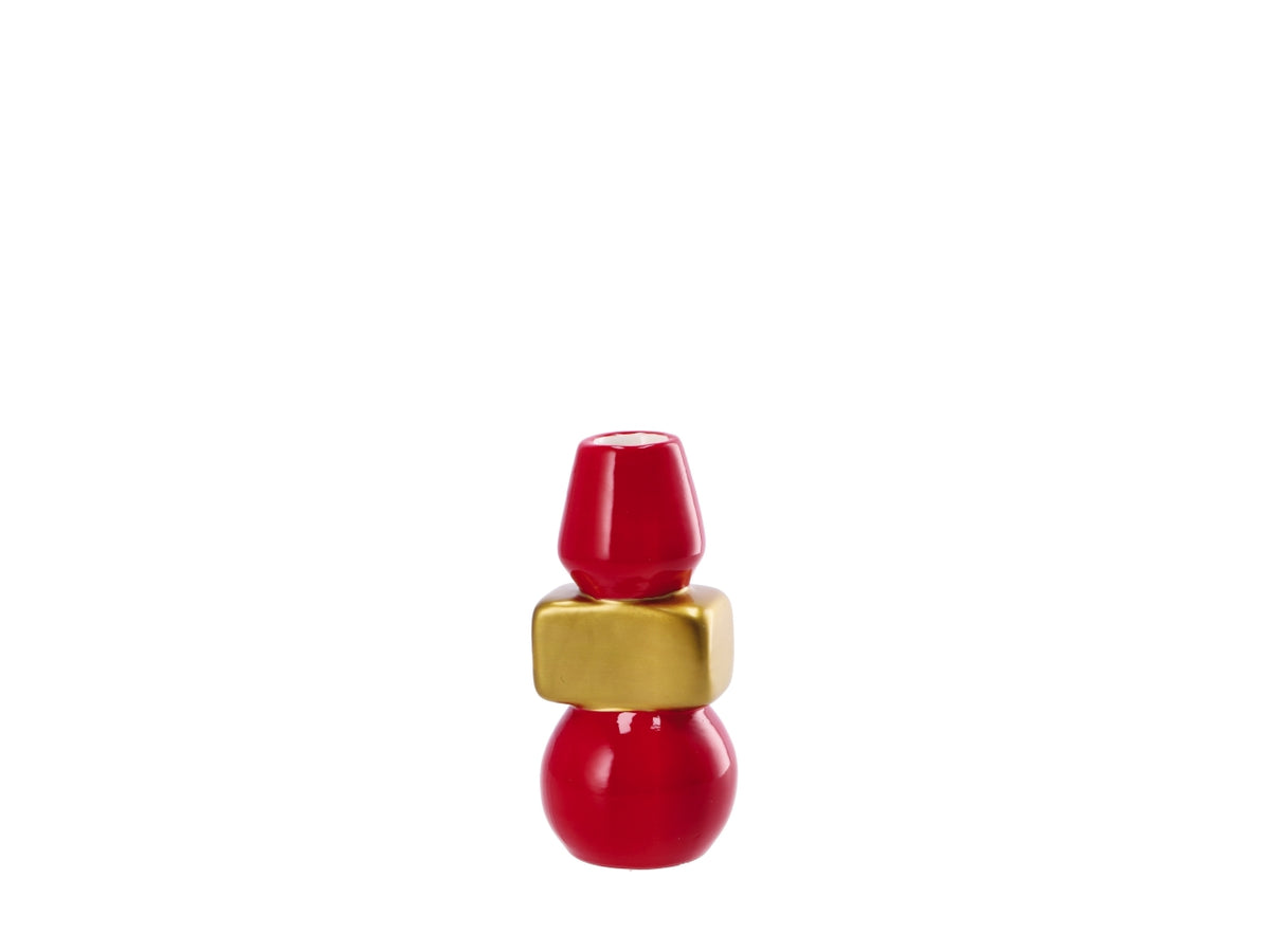 Porta candela natalizio in ceramica d.6,5xh14cm -assortito