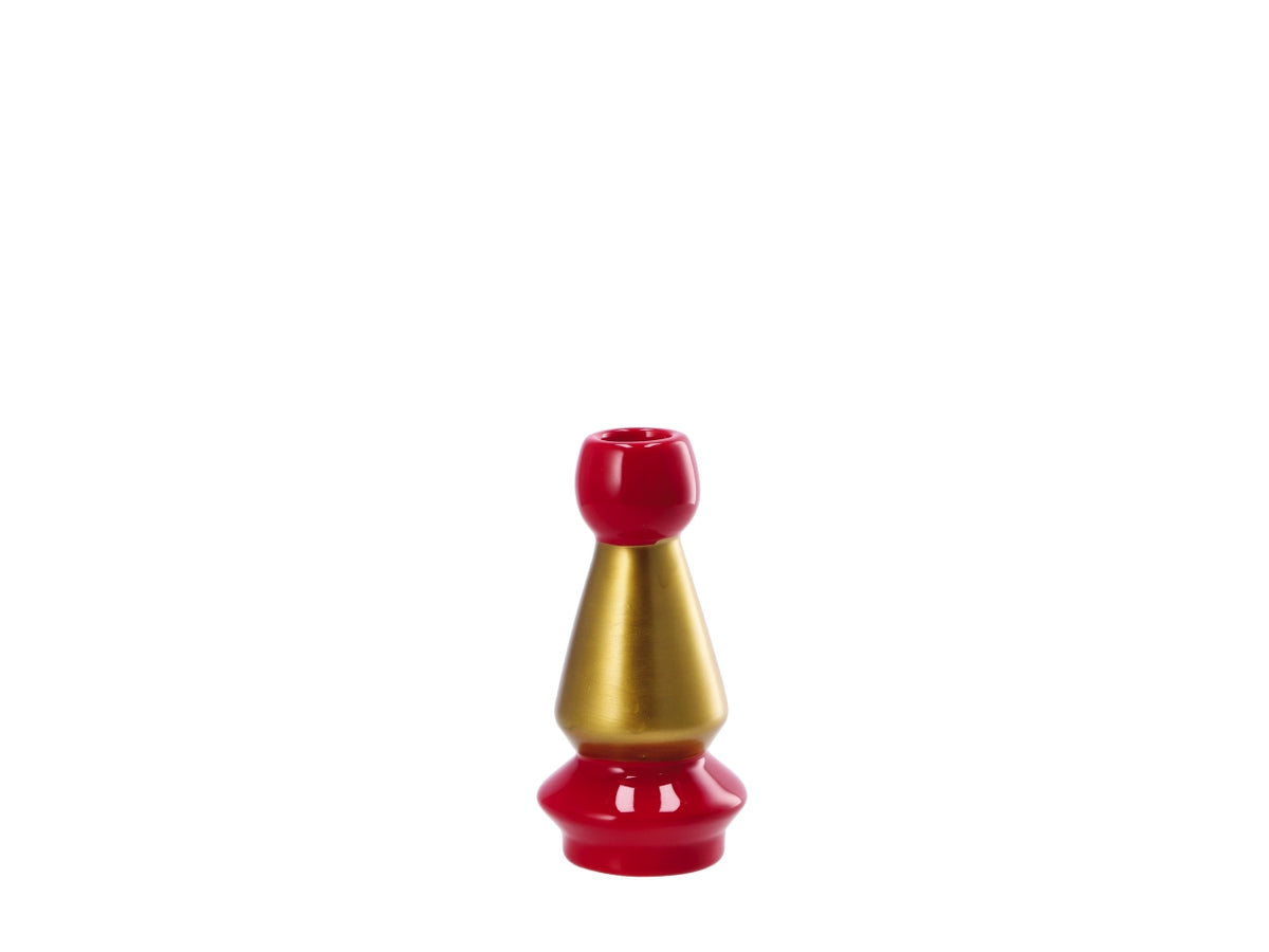 Porta candela natalizio in ceramica d.6,5xh14cm -assortito