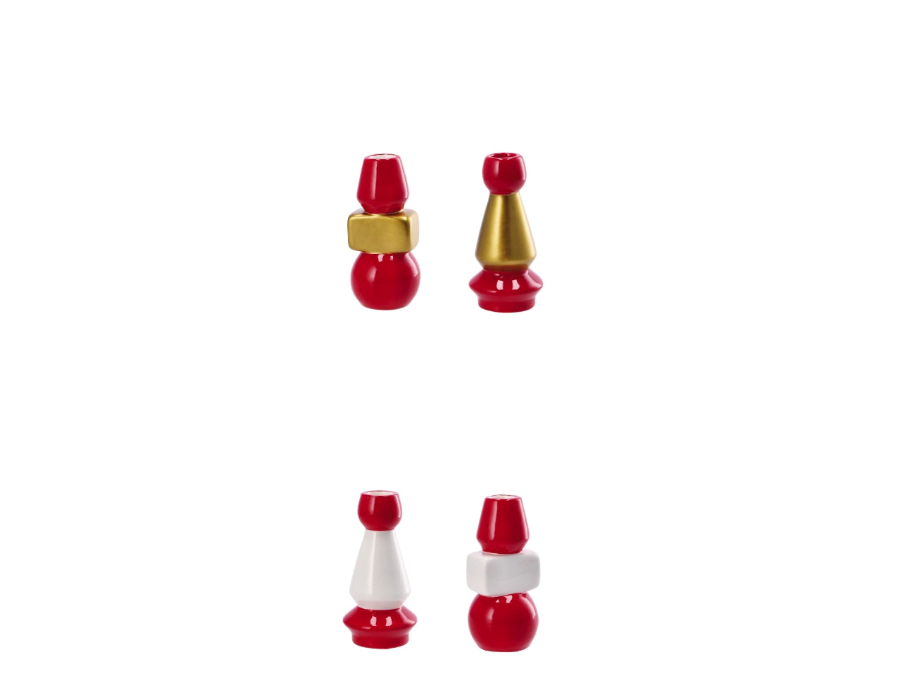 Porta candela natalizio in ceramica d.6,5xh14cm -assortito