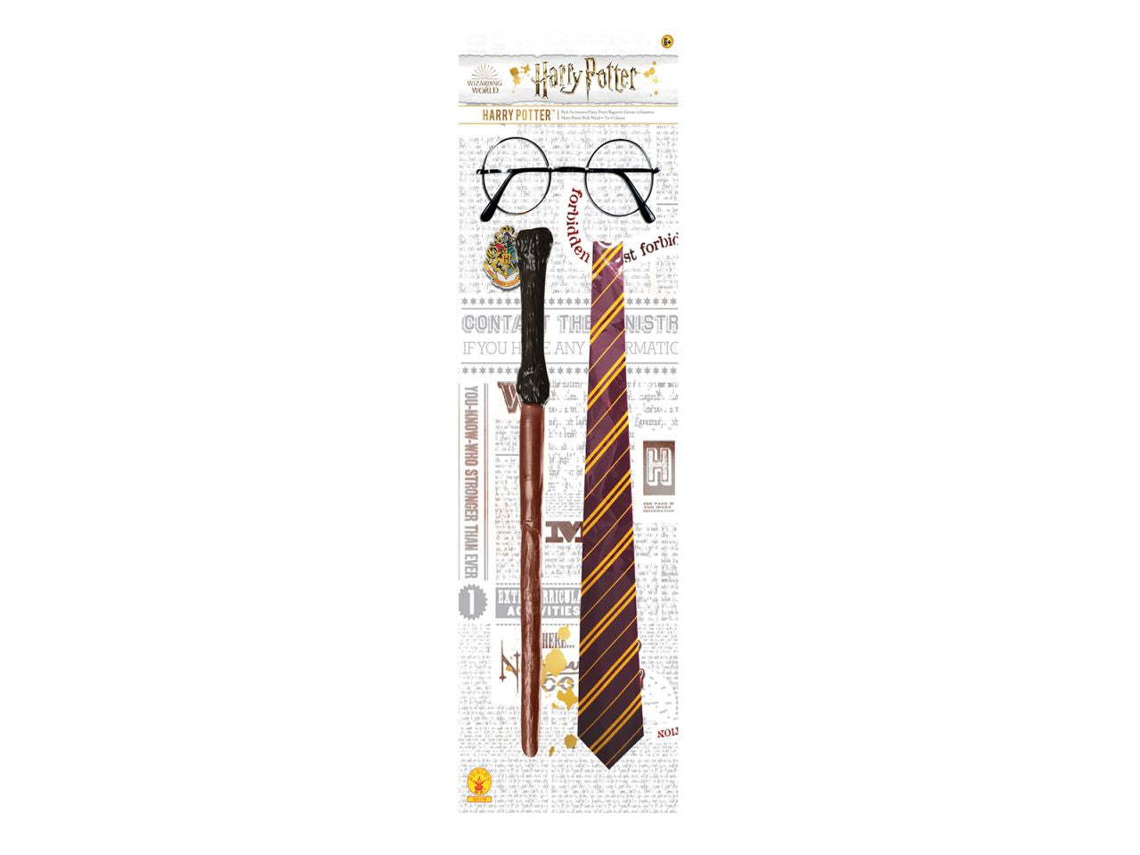Harry Potter kit accessori, composto da bacchetta, occhiali e cravatta