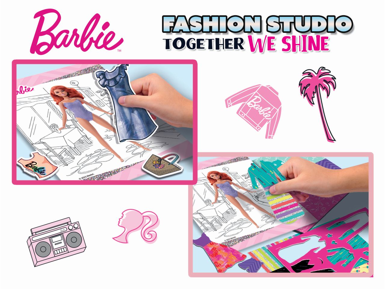 Barbie sketchbook together we shine fashion studio