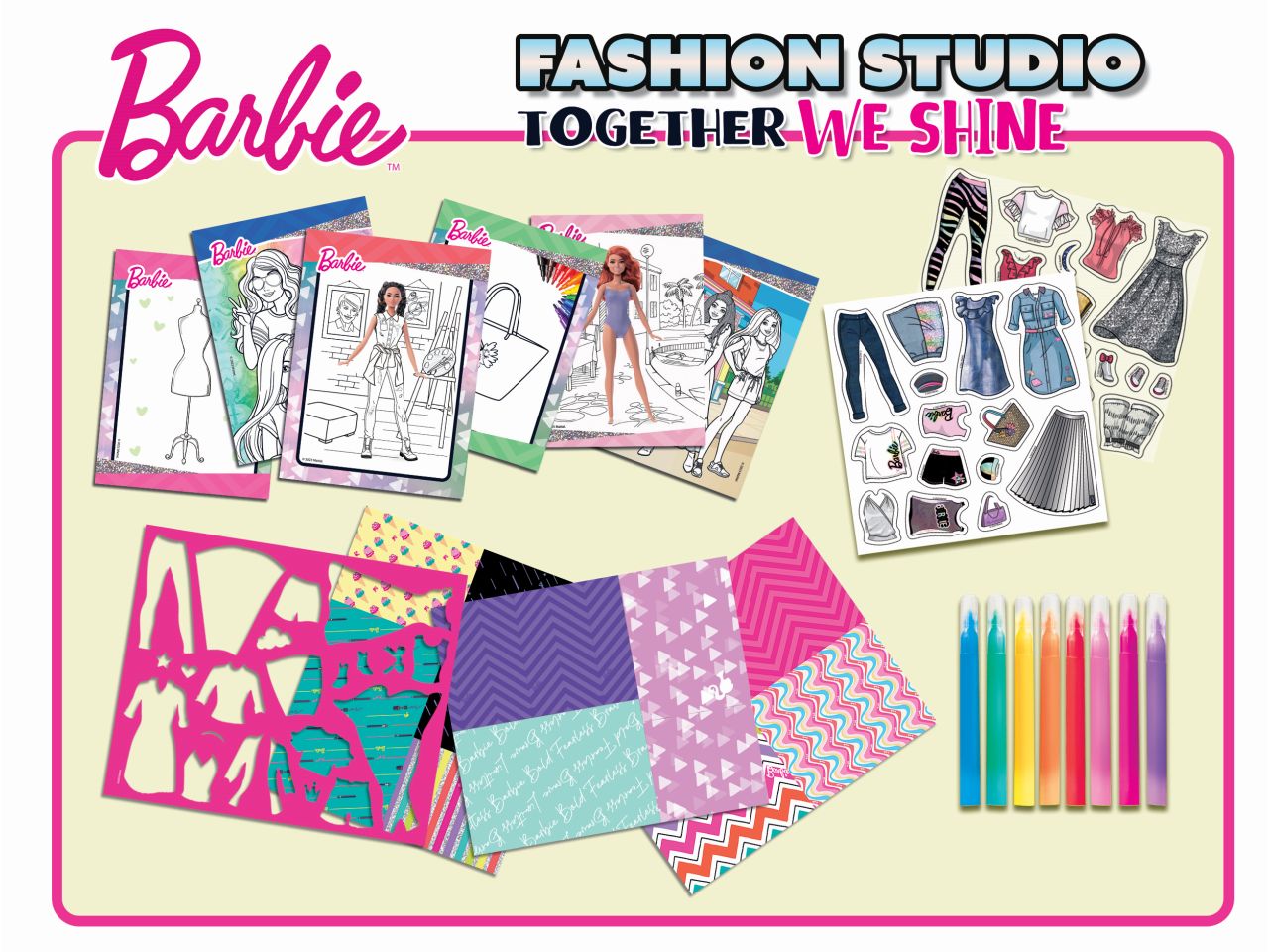 Barbie sketchbook together we shine fashion studio