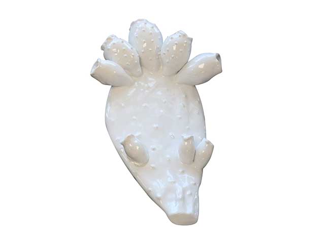 Pala fico d'india bianca in ceramica, stile mediterraneo, da parete, 20x30 cm