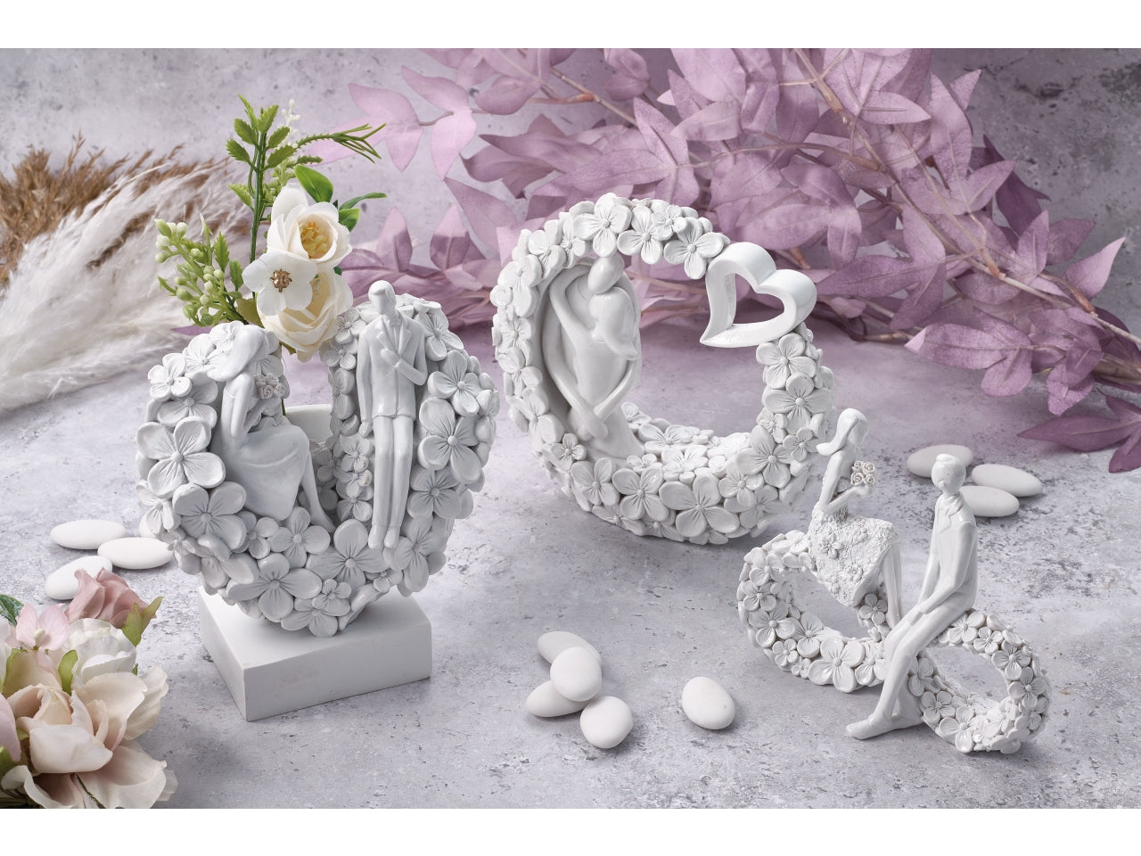 Flowers coppia in cerchio h.15 cm