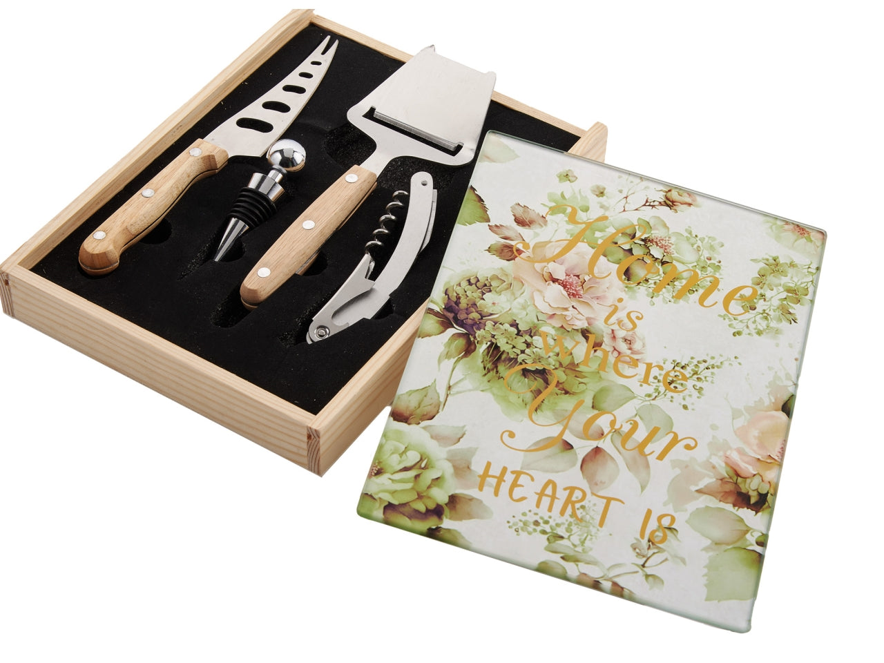Ortensie set vino e formaggio 25x18,5x3 cm