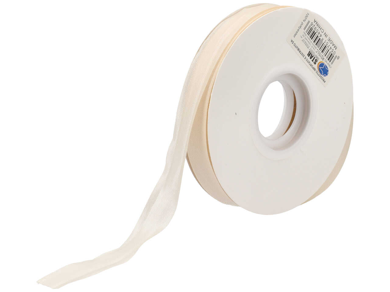 Satin arricciato beige 15mmx50m