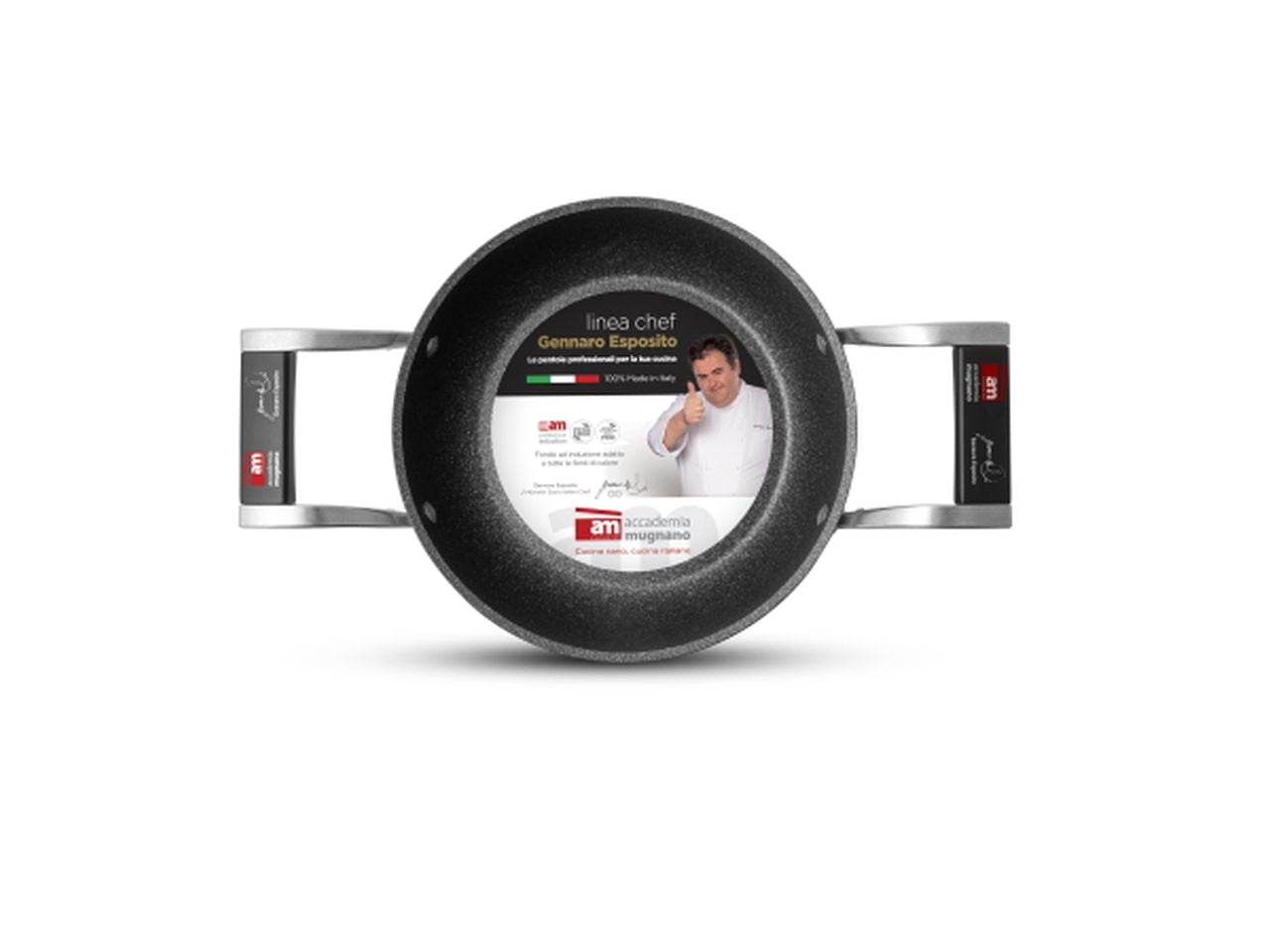 Tegame chef con 2 maniglie e coperchio in vetro per induzione 32cm