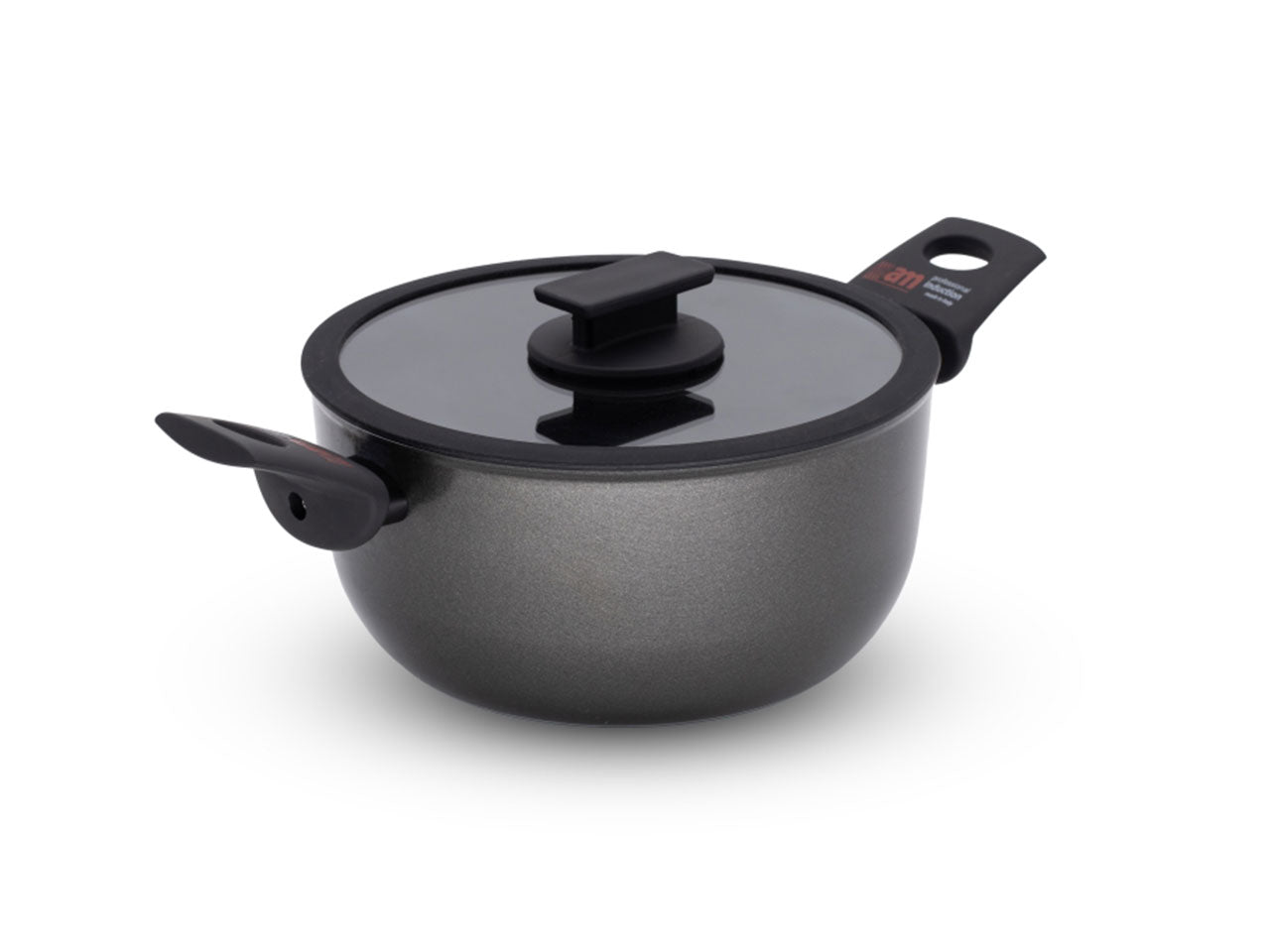 Casseruola in alluminio, antiaderente per induzione con coperchio, Fortezza Protection, 26 cm, Made in Italy - Accademia Mugnano