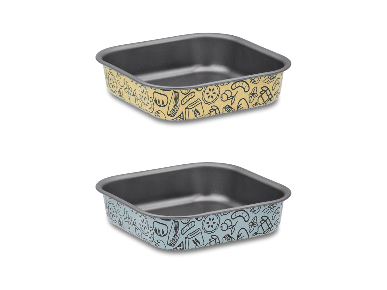 Tegame quadrato antiaderente per forno e friggitrice ad aria celeste e giallo 20x20 cm - Accademia Mugnano