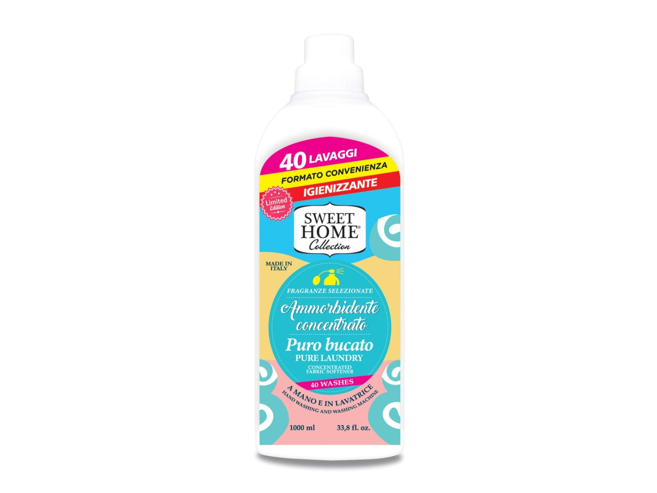 Ammorbidente Concentrato Sweethome, igienizzante, 1000ml, 40 Lavaggi, per lavatrice e a mano $