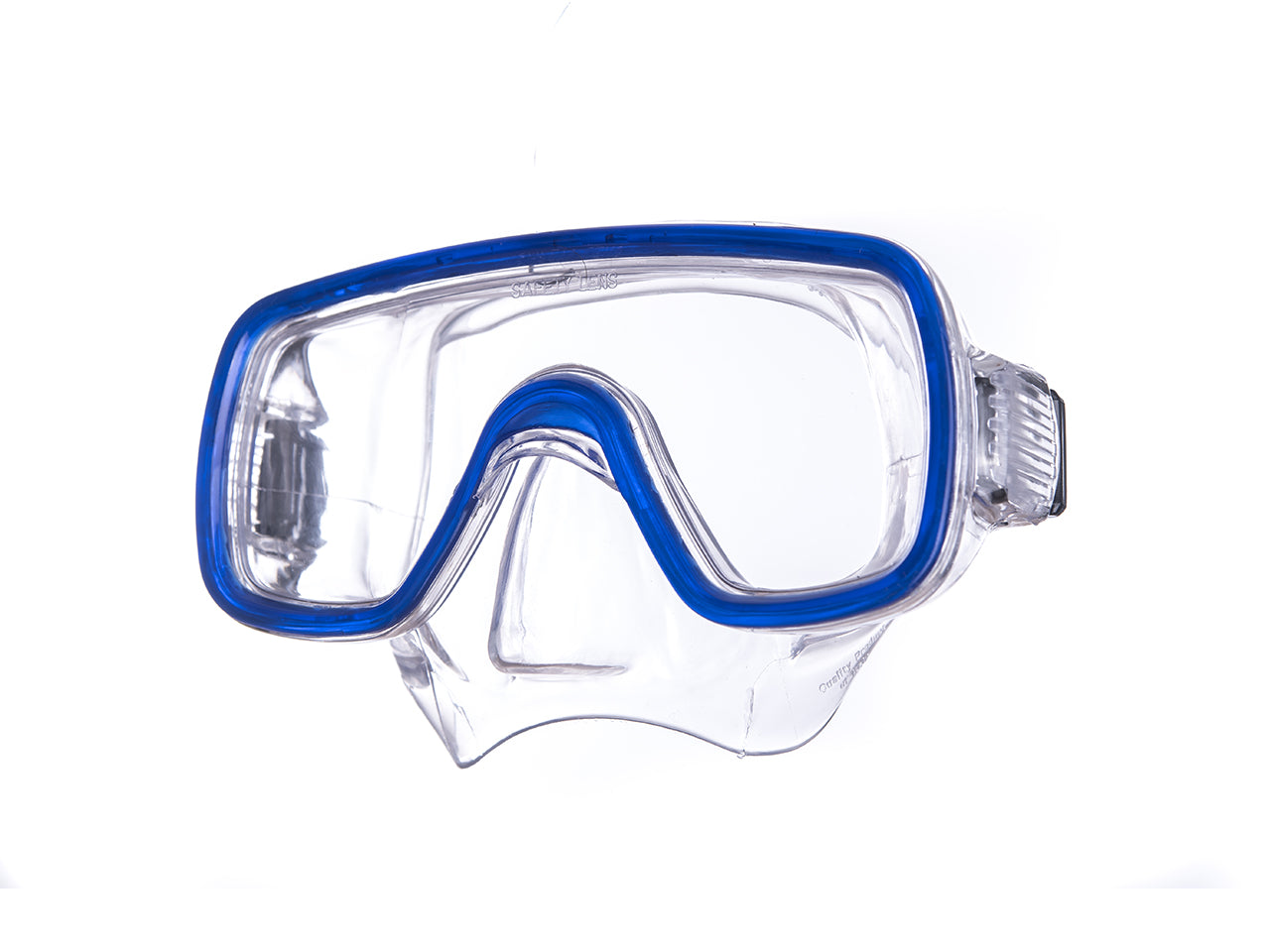 Maschera sub Domino junior misura small trasparente/blu in pvc con astuccio
