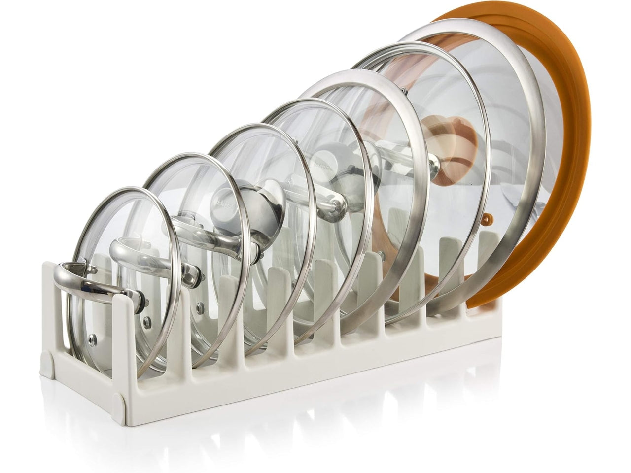 Porta coperchi Tescoma Flexispace bianco in plastica da 8 slot
