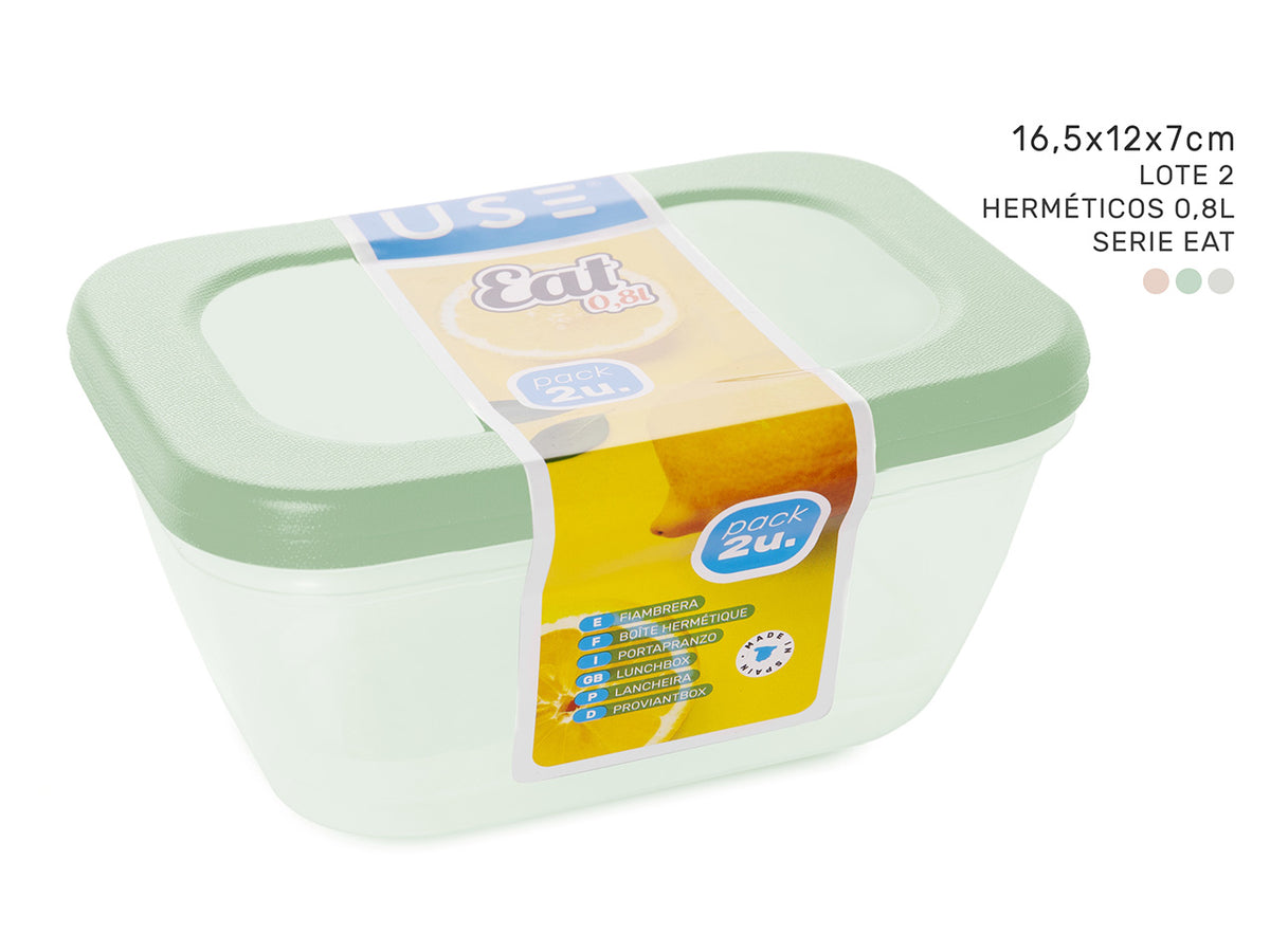 Lotto 2 contenitori ermetici 0,8l serie eat