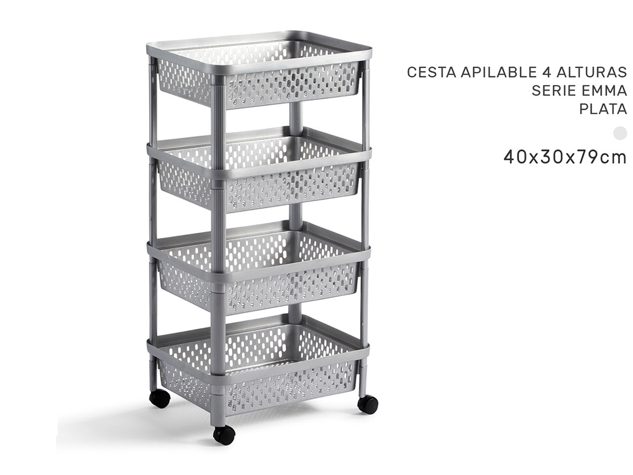Cestino infilabile 4 altezze argento serie emma