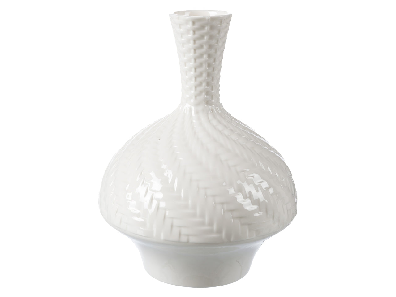 Vaso decorativo ampolla in stile shabby chic in ceramica bianca, uso interno, 13,9x18,2 cm - Coccole di Casa