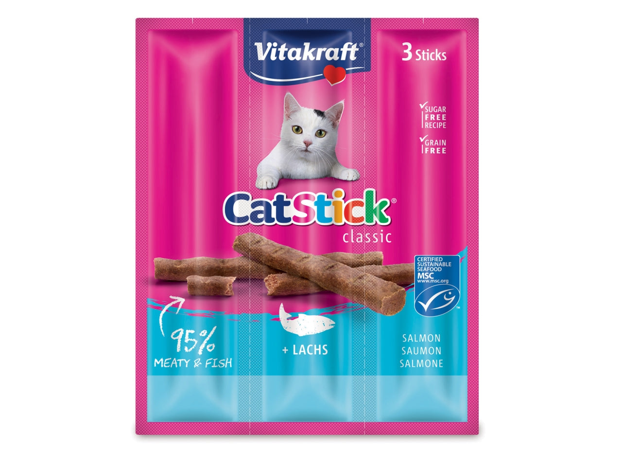 Cat-stick salmone confezione da 3 stick 18gr snacks per gatti