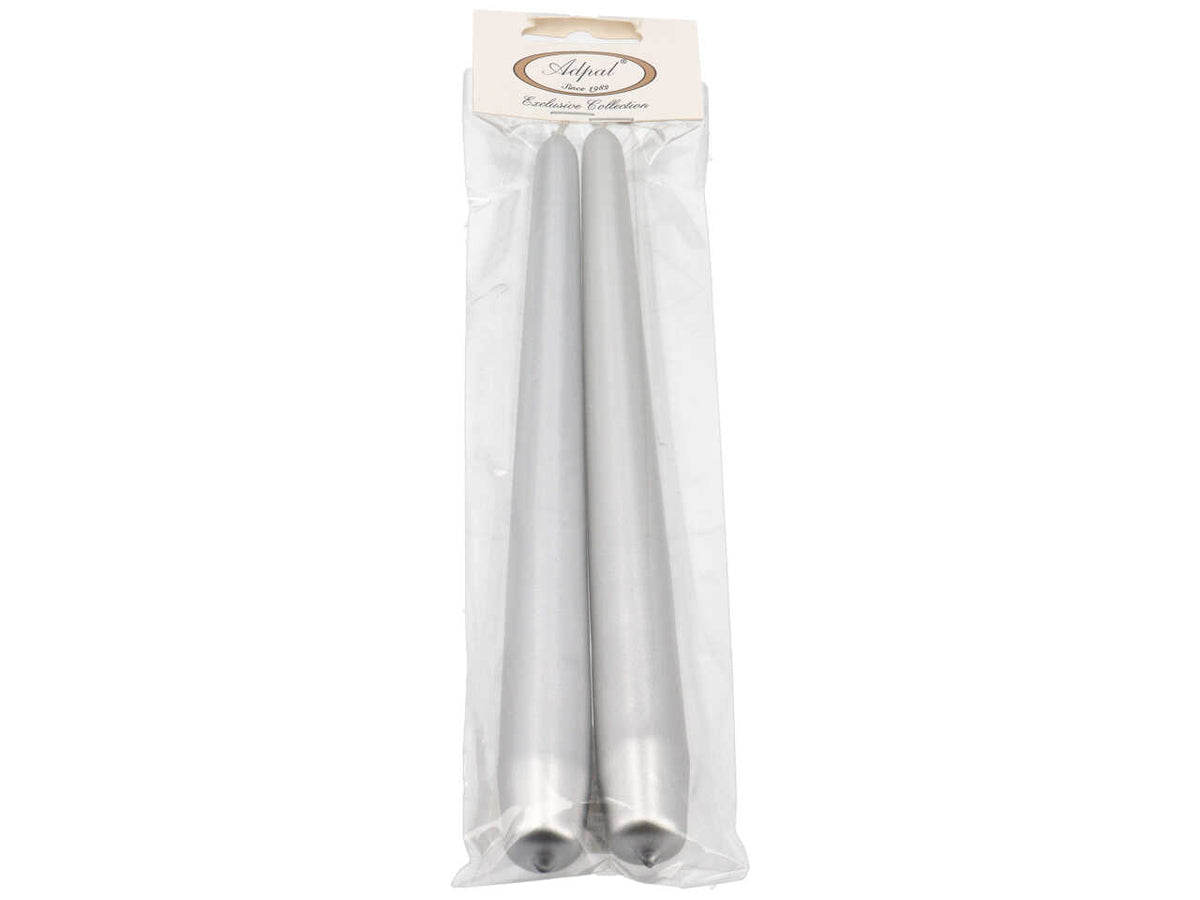 Candela conica 240/22 2pz metallica argento