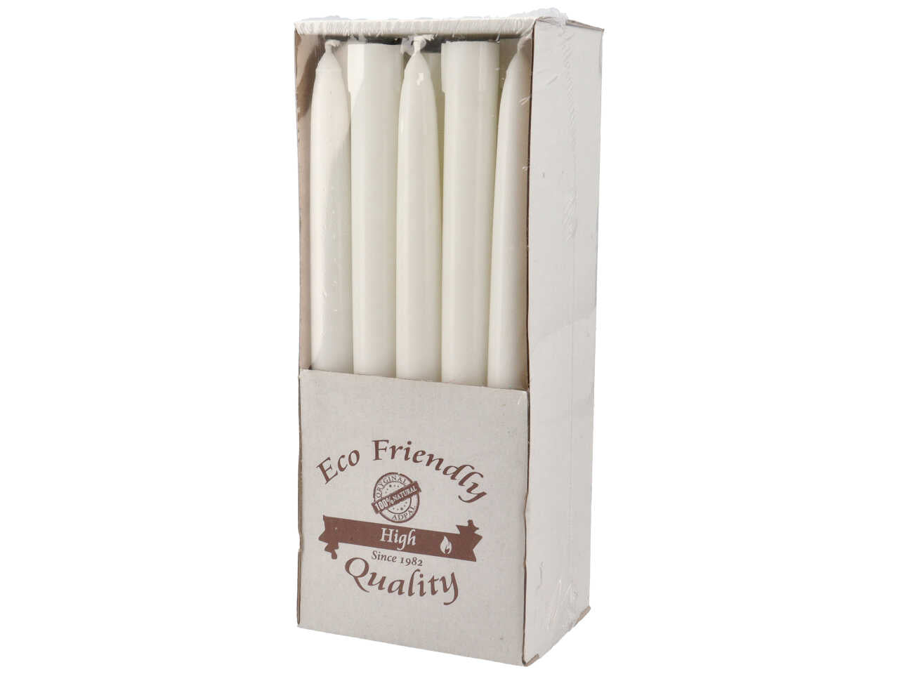Candela stearica conica 210/21 20pz eco friendly bianca