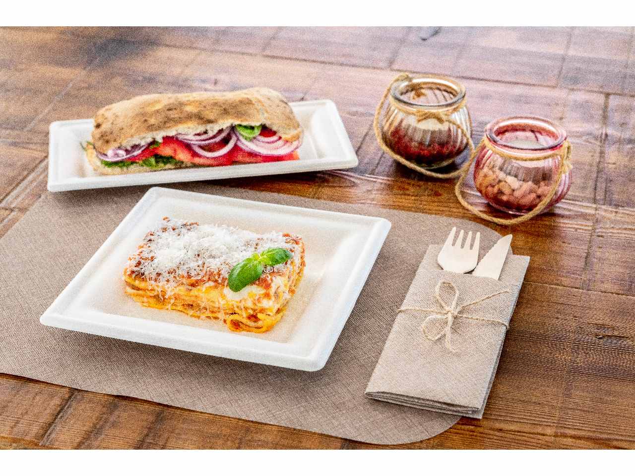 Piatto quadr.in bagassa 15 pezzi 16x16cmbps001bio15b