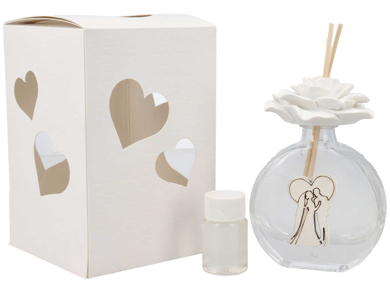 Profumatore bottiglia sposi con rosa sabbia