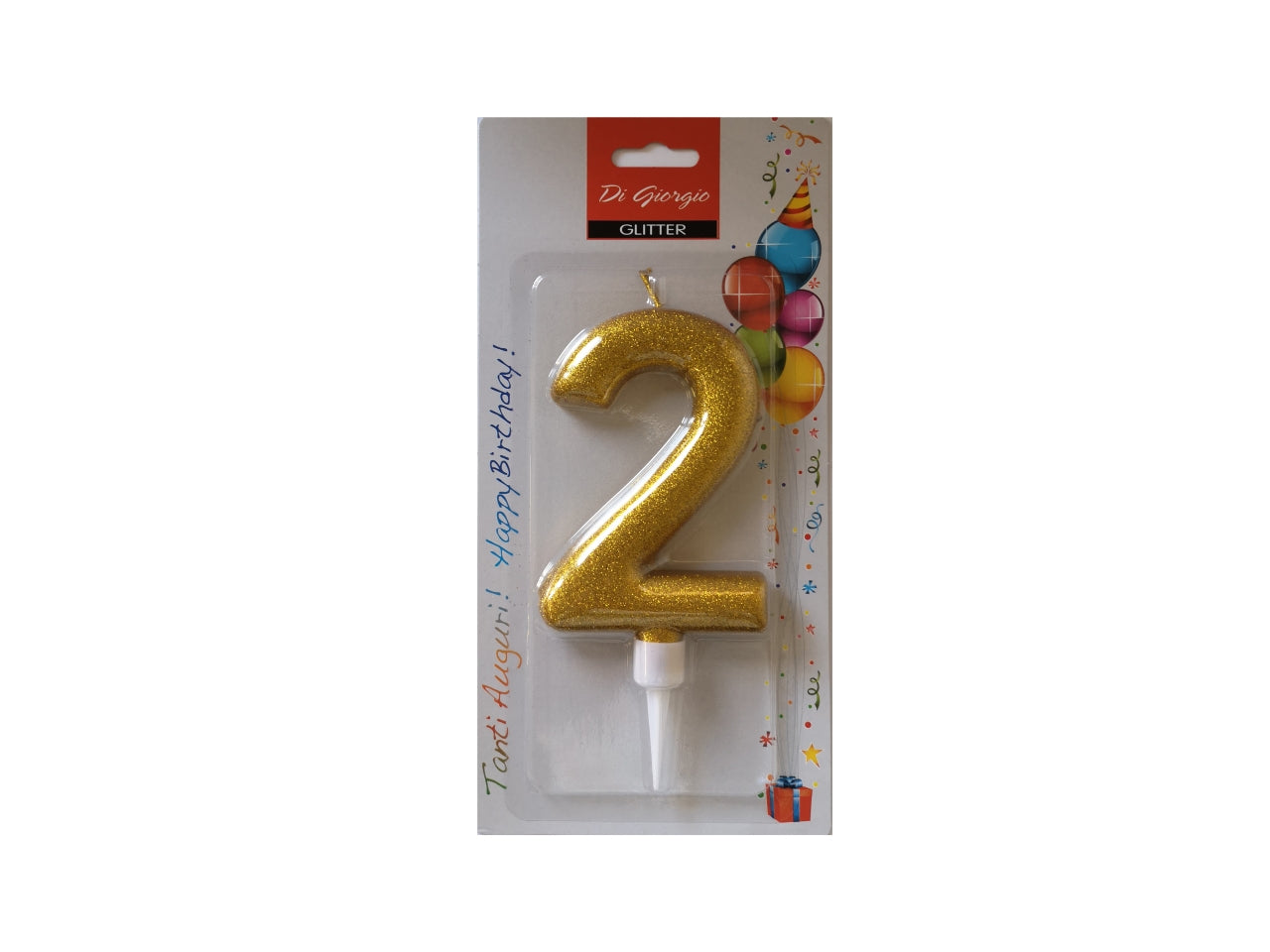 Candela 12cm glitter colorato numero 2