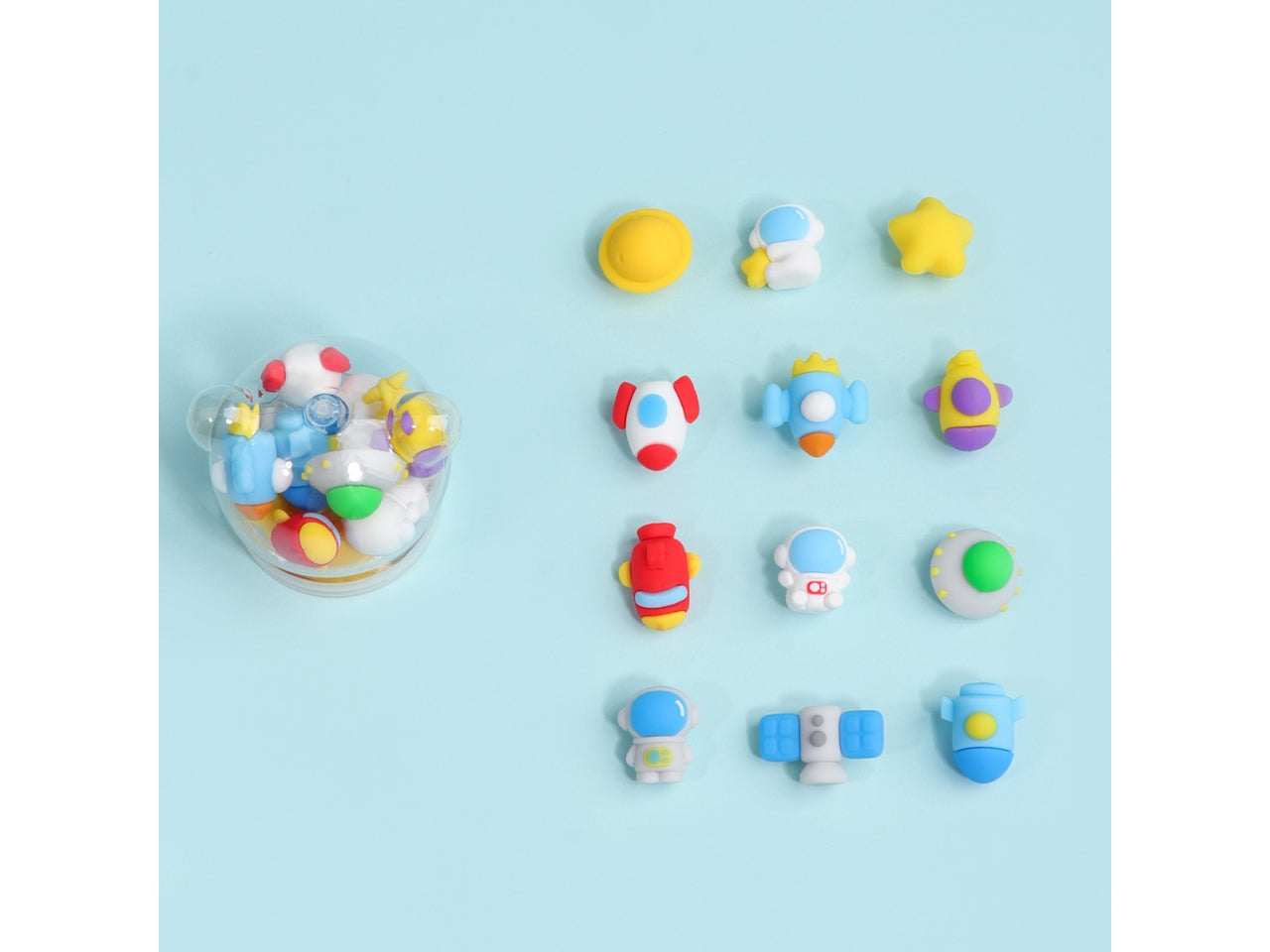 Gommine 3d alta qualita' set 12 pz in boule space