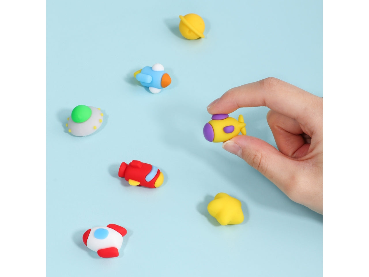 Gommine 3d alta qualita' set 12 pz in boule space