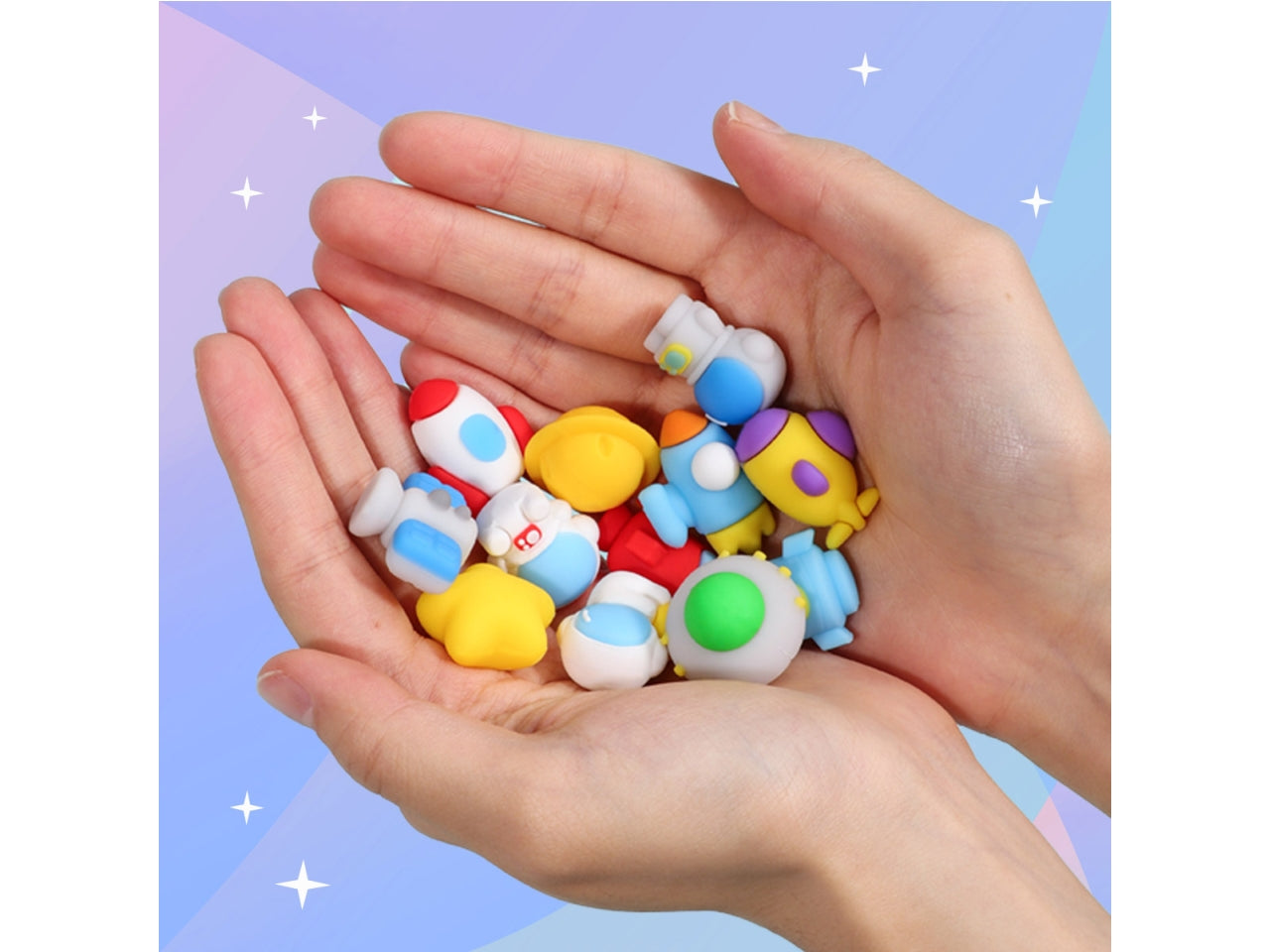 Gommine 3d alta qualita' set 12 pz in boule space