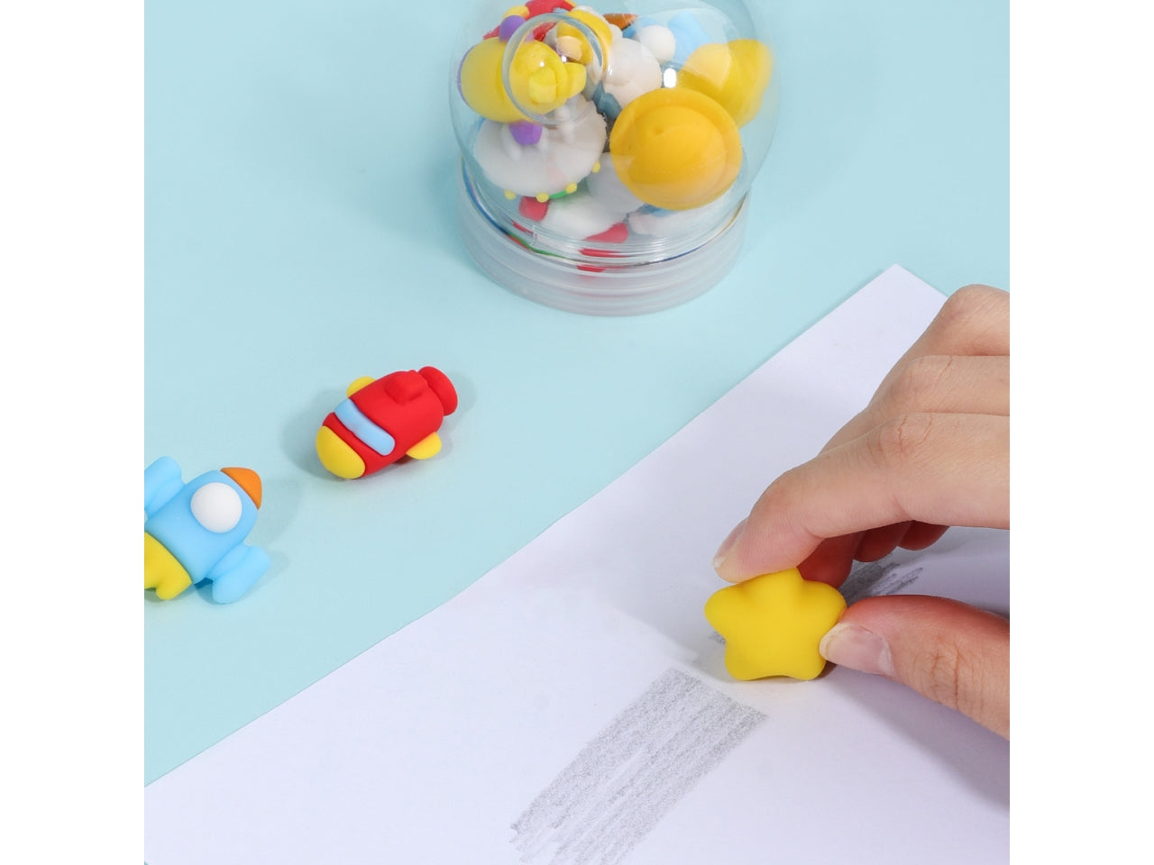 Gommine 3d alta qualita' set 12 pz in boule space