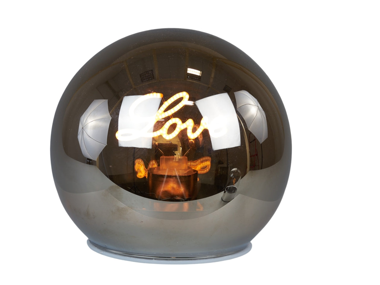 Sfera vetro piccola fume' con luce love