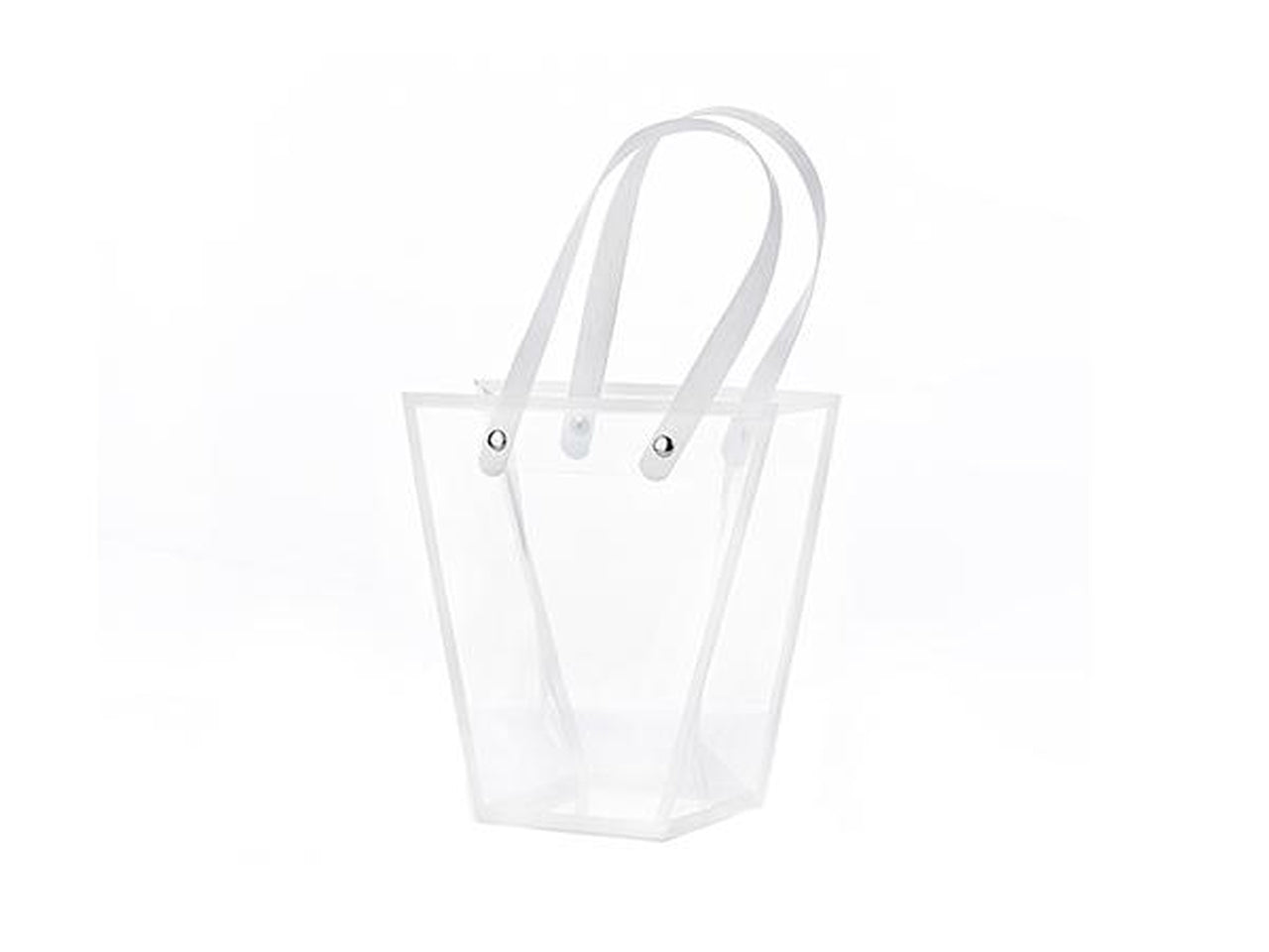 Shopper trasparente con bordo di colore bianco 8x8x16hcm