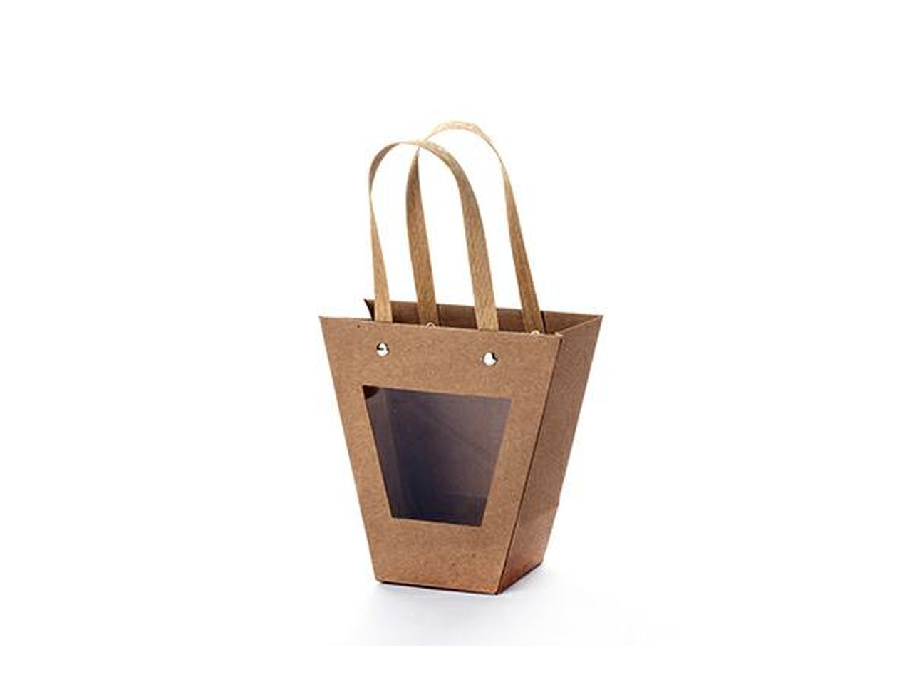 Shopper carta con finestra 8x8x16hcm di colore beige