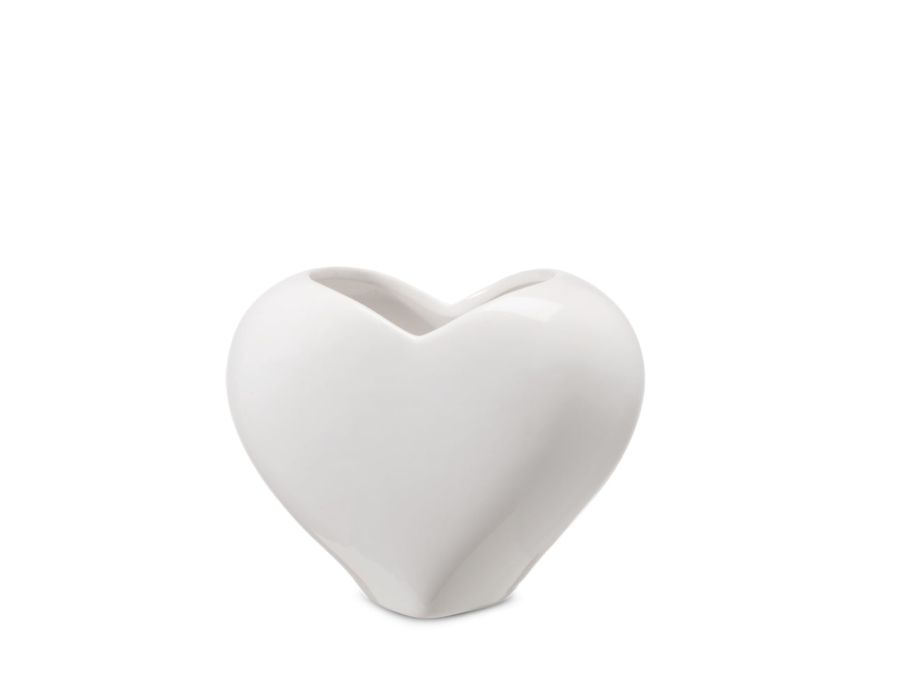 Vaso decorativo a forma di cuore 13x8xh.10,5 cm di colore bianco lucido