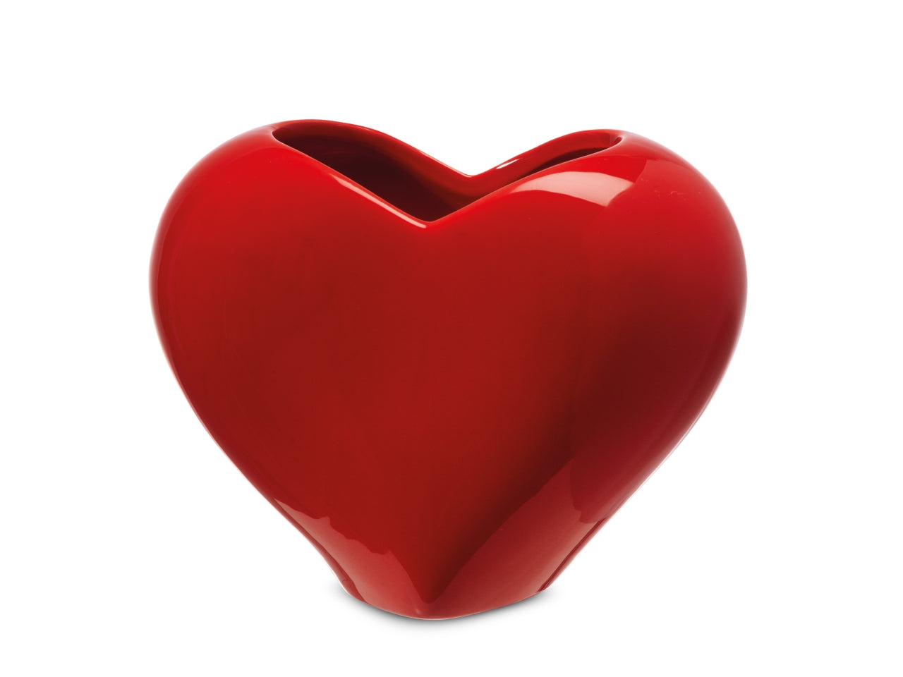 Vaso decorativo a forma di cuore 16,8x10,2xh.13,5 cm di colore rosso lucido